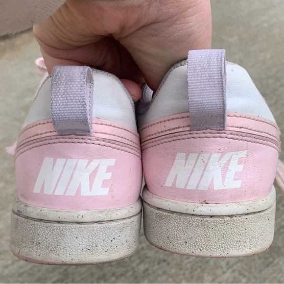Nike Girl’s Pink and White Court Low Sneakers 5 - Picture 5 of 9